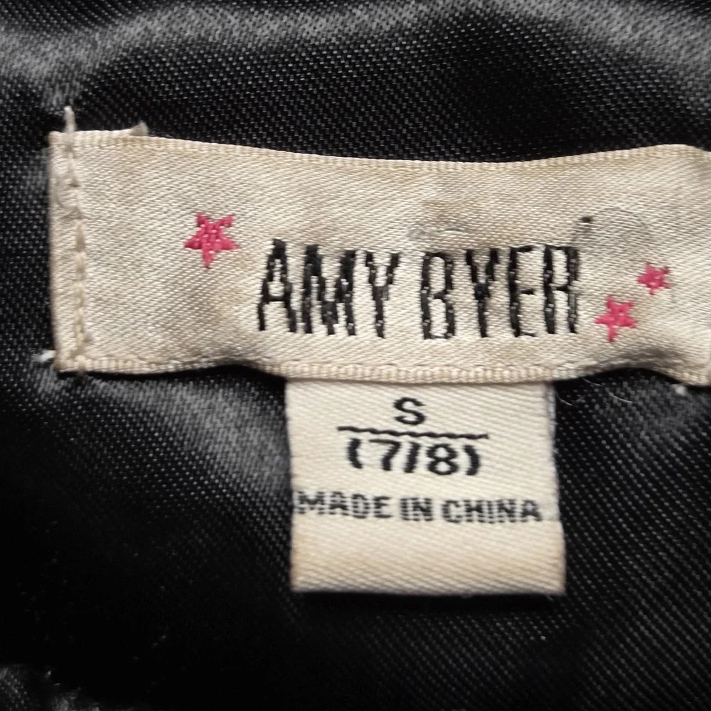 Amy Byer Jacket Girls 7/8 Black Faux Fur Plush Full Zip Lined Winter Coat